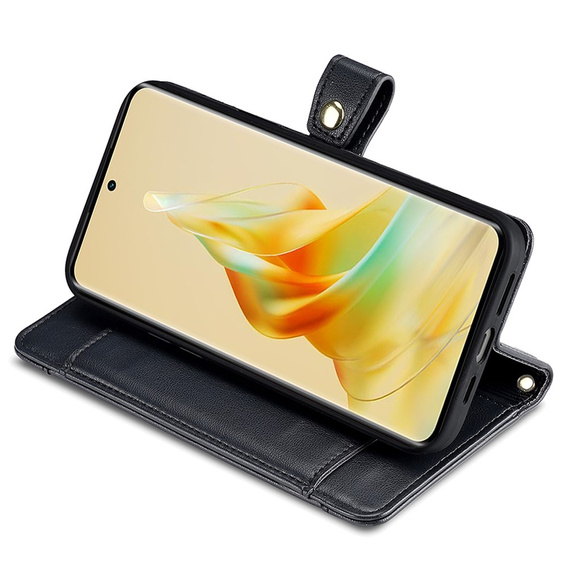 Pattintható tok a Oppo A78 4G, Wallet Zipper Pocket, fekete