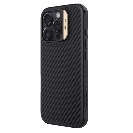Tok iPhone 16 Pro, páncélozott Nillkin, Carbon Fiber, Magsafe, arany