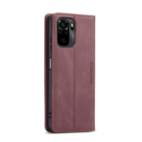 CASEME tok Xiaomi Redmi Note 10 / 10S, Leather Wallet Case, bordó