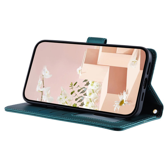 Flap tok Samsung Galaxy A55 5G, Rhombus Crossbody Leather, sötétzöld