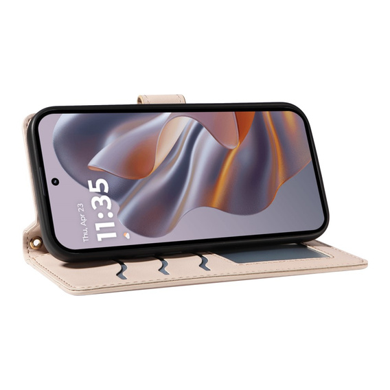 Flap tok Motorola Edge 50 Neo / Motorola ThinkPhone 25, Rhombus Crossbody Leather, bézs színű