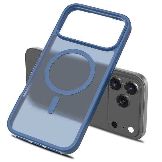 Matt tok iPhone 17 Pro Max készülékhez, MagSafe, áttetsző kék
