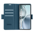 Tok Realme 14 Pro+ 5G, ERBORD Glossy Litchi, pénztárca patenttal, kék