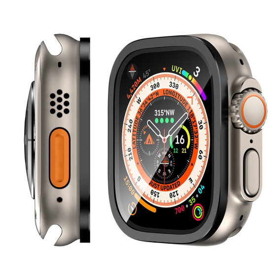 Védőkeret edzett üveggel az Apple Watch Ultra 1/2/3 49 mm-es órájához