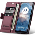 Tok Motorola Moto G24 Power, ERBORD Glossy Litchi, pénztárca patenttal, piros