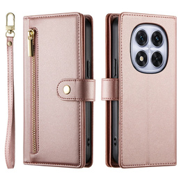 Pattintható tok a Xiaomi Redmi Note 14 Pro 5G / Poco X7 5G, Wallet Zipper Pocket, rózsaszín