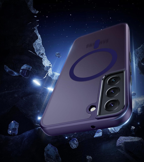 Tok Samsung Galaxy S21-hoz, MagSafe, ERBORD Matt Case, sötétlila + képernyőüveg