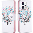 Pattintható tok a Motorola Moto G53 5G / G23 / G13, Wallet, colorful tree, fehér