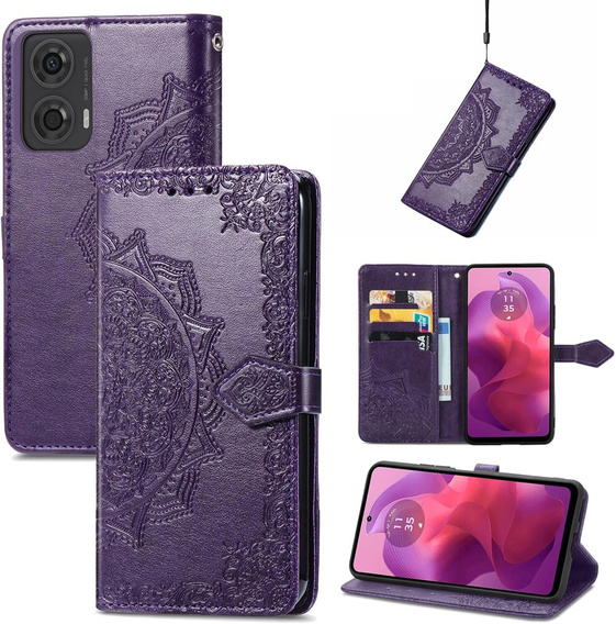 Pattintható tok a Motorola Moto E14, Mandala, lila
