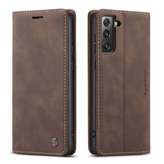 CASEME tok Samsung Galaxy S21 FE, Leather Wallet Case, kávé