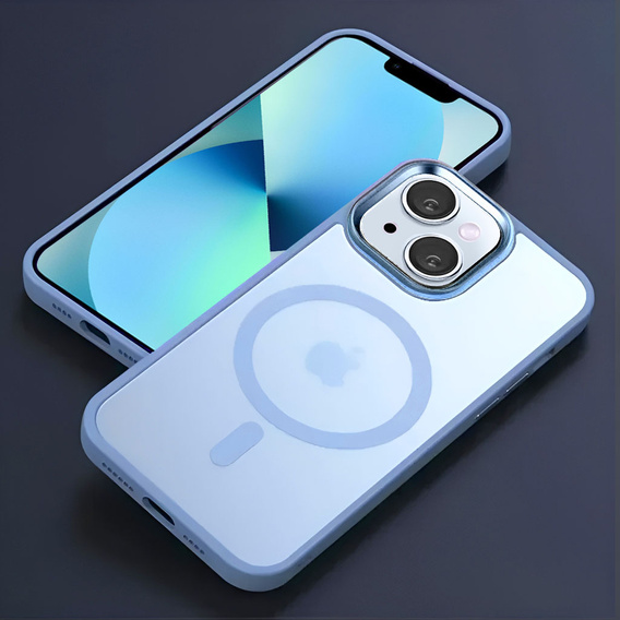 Tok iPhone 13-hoz, MagSafe, ERBORD Matt Case, kék + képernyőüveg