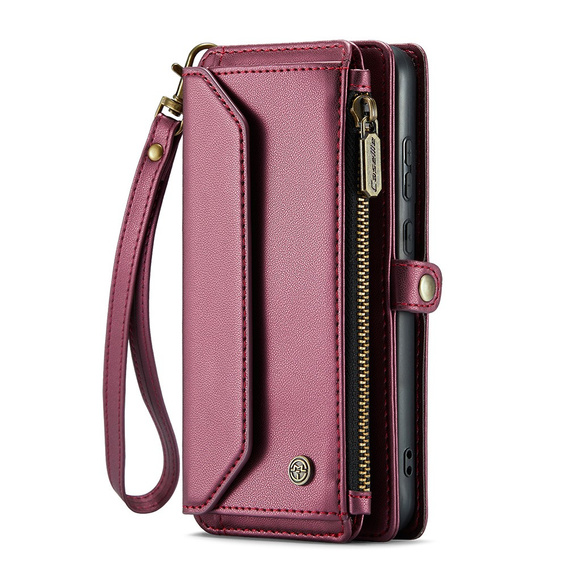 Tok CASEME Samsung Galaxy A55 5G, RFID Leather Wallet, vállpánttal, piros