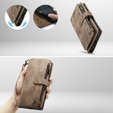 CASEME tok Samsung Galaxy A56 5G, Leather Wallet Cash and Card Slots, pánttal, barna