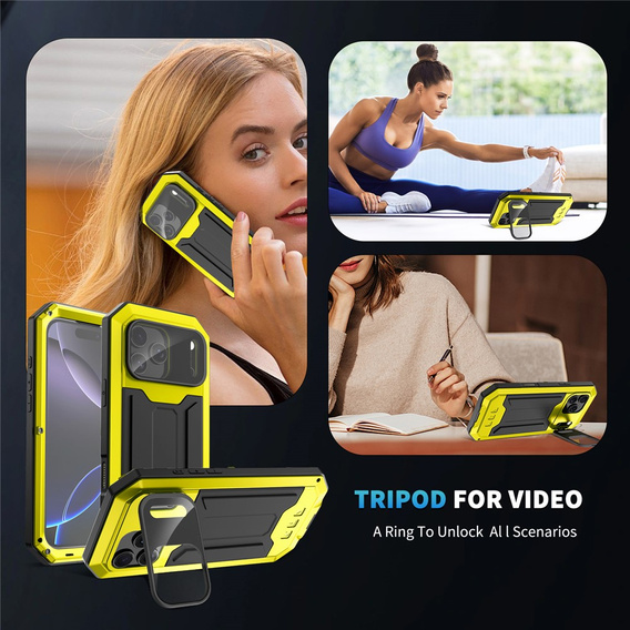 R-JUST páncélozott tok képernyővédővel és állvánnyal iPhone 17 Pro Max készülékhez