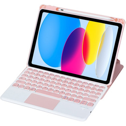 Billentyűzet tok iPad 11" 2025 A16 (11 gen.) / iPad 10.9" 2022 (10 gen.), Rotary 360° Leather, rózsaszín rose gold