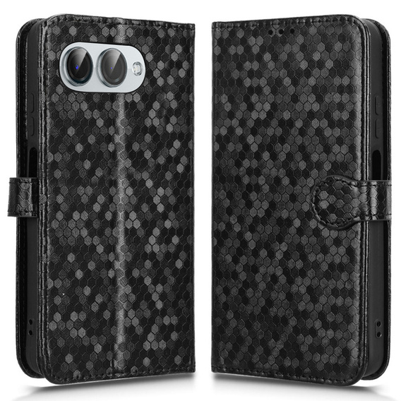 Flap tok T Phone 3 5G, Wallet Rhombus, fekete