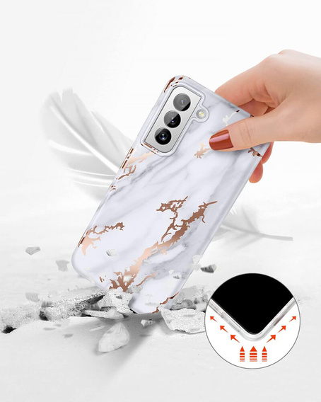 Telefontok a Samsung Galaxy S21 FE, Suritch Full Body Marble, fehér