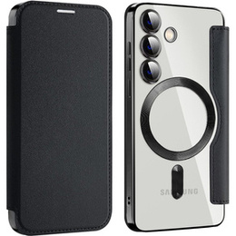 Pattintható tok a Samsung Galaxy S24+ Plus, RFID Wallet MagSafe CamShield, fekete