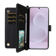 Tok patenttal a Samsung Galaxy S25 Edge-hez, Crossbody Leather Wallet, fekete