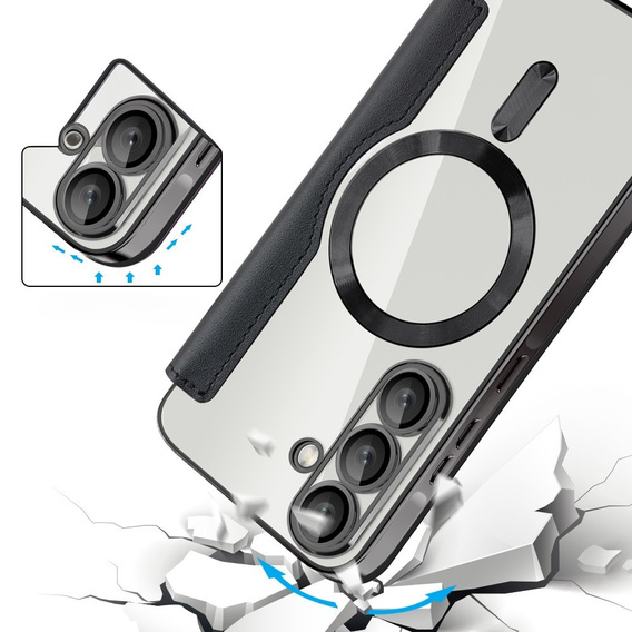 Pattintható tok a Samsung Galaxy A56, RFID Wallet MagSafe CamShield, fekete