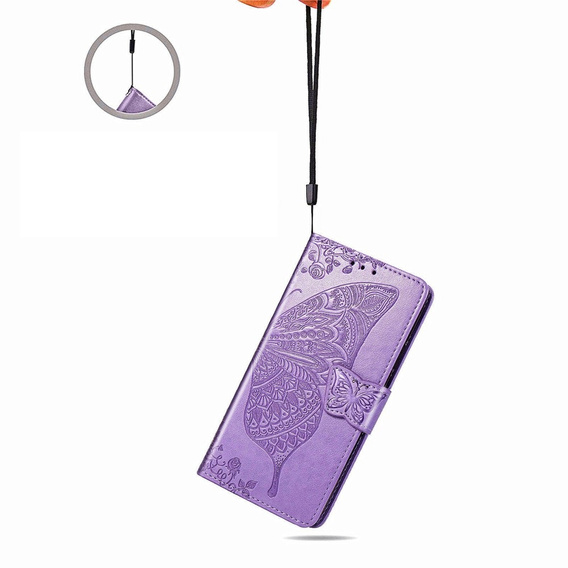 Pattintható tok a Motorola Moto G86 Power 5G, Butterfly, lila