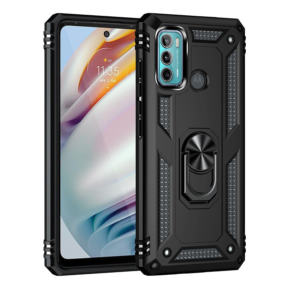 Páncélozott telefontok a Motorola Moto G60, Nox Case Ring, fekete