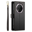 Pattintható tok a Honor Magic 7 Lite, Wallet Zipper Pocket, fekete