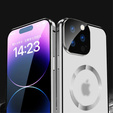 Magnetic Dual Glass MagSafe tok iPhone 15 Pro Max, ezüst