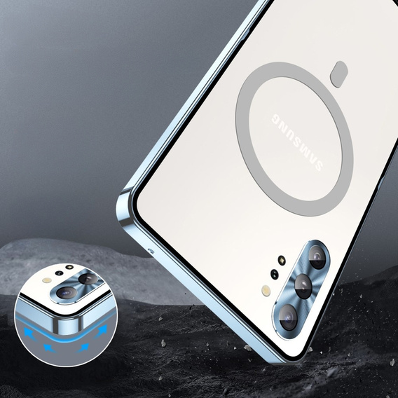 Kameravédő tok Samsung Galaxy Note 10+ Plus, CamShield MagSafe, átlátszó / kék