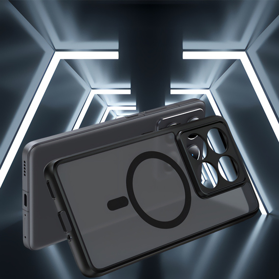 Tok Xiaomi 14T Pro-hoz, MagSafe, ERBORD Matt Case, fekete + képernyőüveg