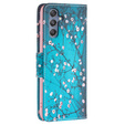 Pattintható tok a Samsung Galaxy M34, Wallet, Sakura, kék
