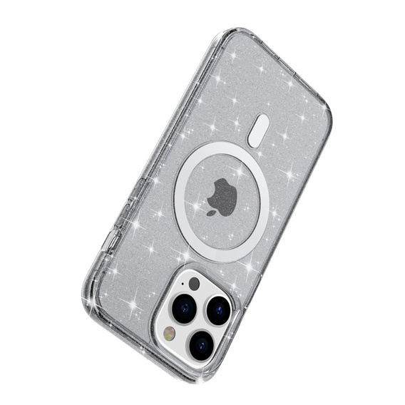 Telefontok a iPhone 14 Pro, Dropproof MagSafe Glitter, fekete
