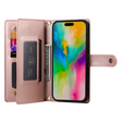 Pattintható tok a iPhone 16 Pro Max, Wallet Zipper Pocket, rózsaszín