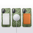 Tok iPhone 16 Plus-hoz, páncélozott, állvánnyal és fogantyúval, zöld
