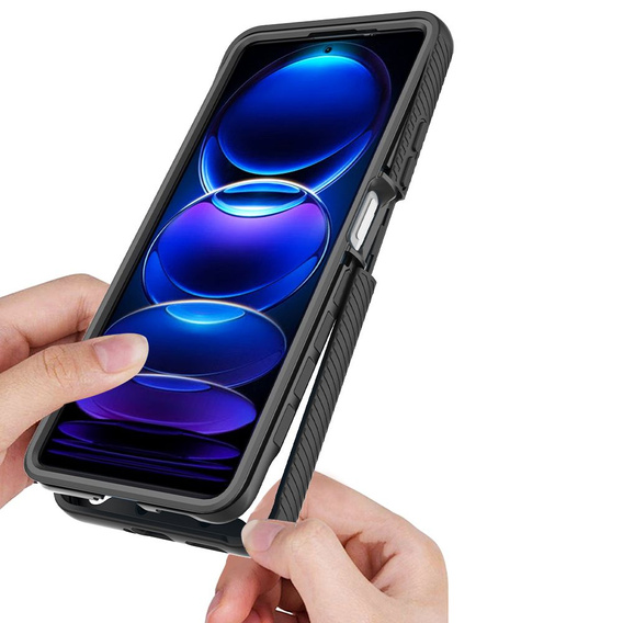 Tok Xiaomi Redmi Note 12 5G / POCO X5 5G készülékhez, Shockproof, fóliával, fekete