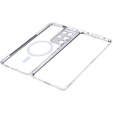 Magnetic Dual Glass MagSafe tok Samsung Galaxy S21 Ultra, ezüst
