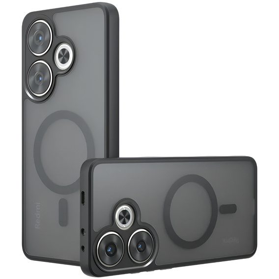 Tok Xiaomi Redmi 13 4G-hoz, MagSafe, ERBORD Matt Case, fekete + képernyőüveg