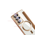 Pattintható tok a Samsung Galaxy S22 Ultra 5G, RFID Wallet MagSafe CamShield, barna