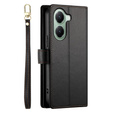 Pattintható tok a Xiaomi Poco X7 Pro 5G, Wallet Zipper Pocket, fekete