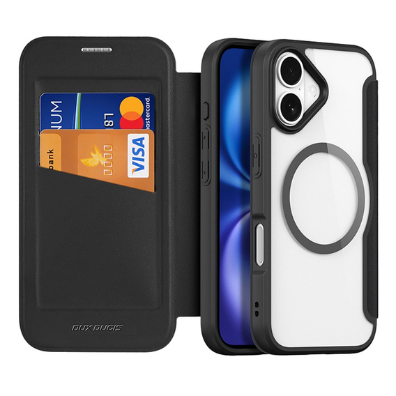 Dux Ducis tok iPhone 17-hez, Skin X Pro, patenttal, MagSafe-hoz, fekete