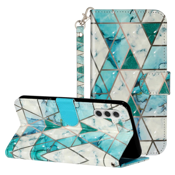 Pattintható tok a Samsung Galaxy A35 5G, Wallet, Marble zöld