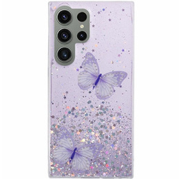 Tok Samsung Galaxy S24 Ultra, Glitter Butterfly, lila