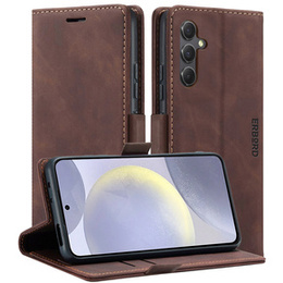 Telefontok a Samsung Galaxy S24+ Plus, ERBORD Vintage, pénztárca patenttal, kávé