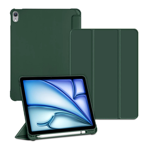 Tok iPad Air 13" 2025/2024 (7/6 gen.), Smartcase tolltartóval, sötétzöld