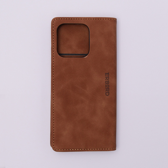 Telefontok a Xiaomi Redmi 12C, ERBORD Vintage, pénztárca patenttal, barna