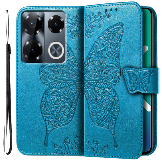 Pattintható tok a Infinix Note 40 Pro Plus, Butterfly, kék