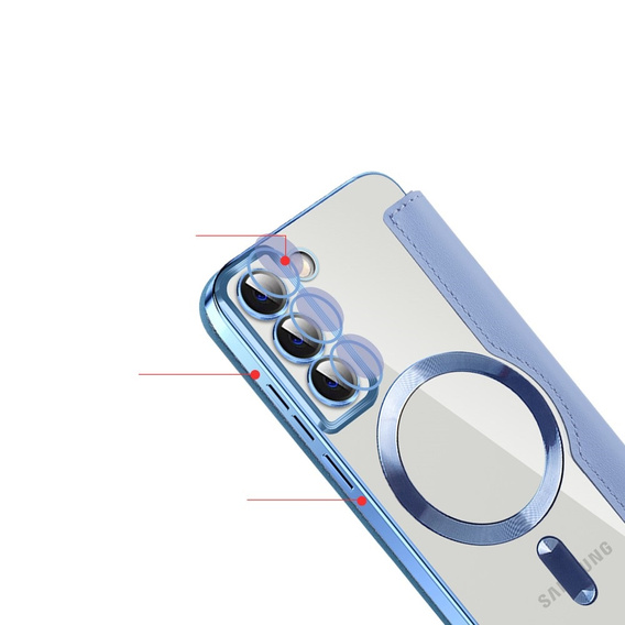 Pattintható tok a Samsung Galaxy S22 5G, RFID Wallet MagSafe CamShield, kék