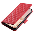 Flap tok iPhone 16 Pro Max, Rhombus Crossbody Leather, piros