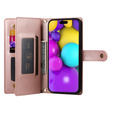 Pattintható tok a iPhone 16, Wallet Zipper Pocket, rózsaszín