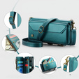 Tok CASEME iPhone16e, RFID Leather Wallet, vállpánttal, zöld